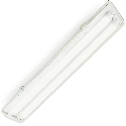 Schermo impermeabile per tubo LED 2 x 600 mm con connessione a due estremità IP65 T8 G13