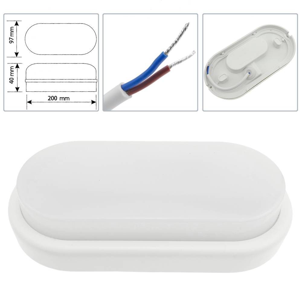 Kinkiet owalna lampa LED 220VAC IP65 8W 570 lumenów światło dzienne 6500K