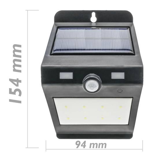Lampe murale LED solaire Lampe murale rechargeable avec détecteur de mouvement et IP65 foncé IPW 1,5