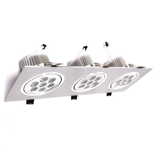 Downlight empotrable LED 3x7W 120x360mm rectangular blanco frío día 6000K