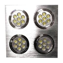 Downlight empotrable LED 4x7W 230x230mm cuadrado blanco frío día 6000K