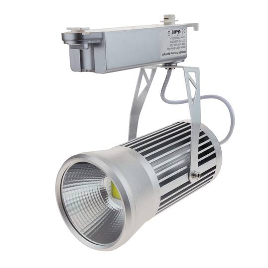 Zilveren LED-spot COB 30W 3000K 115x168mm warm licht