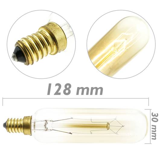 Edison incandescent filament bulb E14 220VAC 30x128mm 40W T30