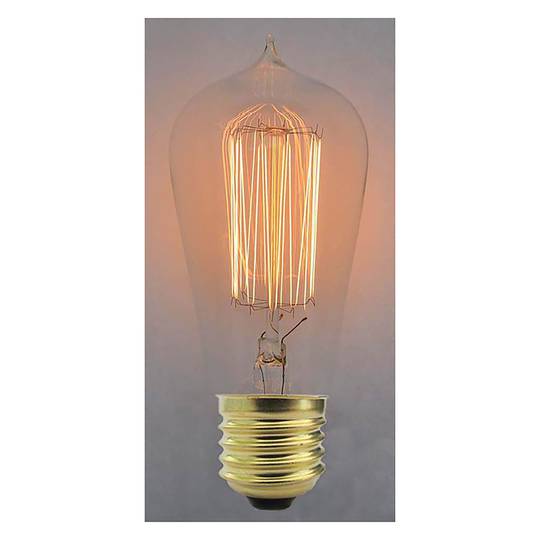 Bombilla Edison de filamentos incandescentes E27 220VAC 40W 58x137mm ST58 punta