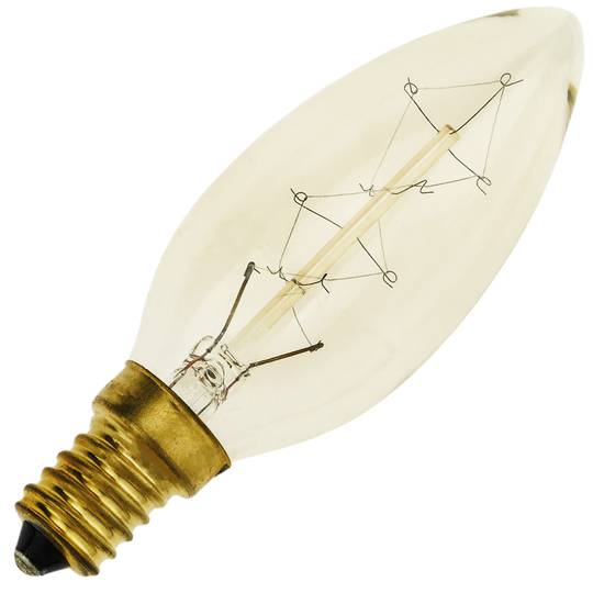 Rare vintage retro carbon filament candle bulb 40W SES E14 