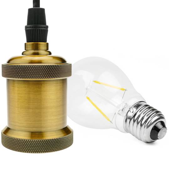 Lámpara de pinza KD Gold, enchufe, casquillo E27