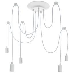 Llum per a 5 bombetes de rosca E27 vintage amb cable de 2m blanc