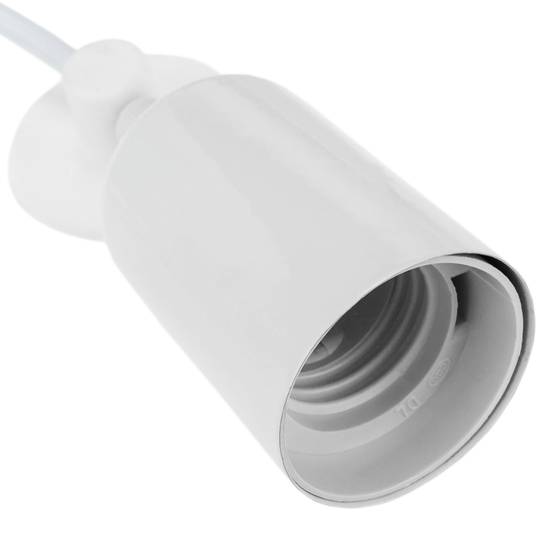 Lampa na 8 starych żarówek z gwintem E27 z białym kablem o długości 3 m