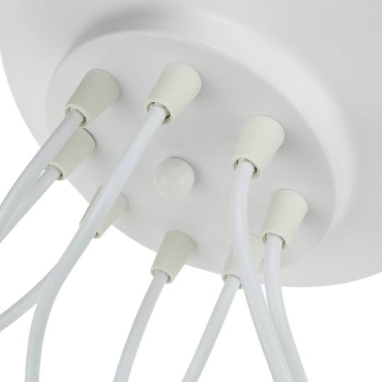 Lampa na 8 starych żarówek z gwintem E27 z białym kablem o długości 3 m