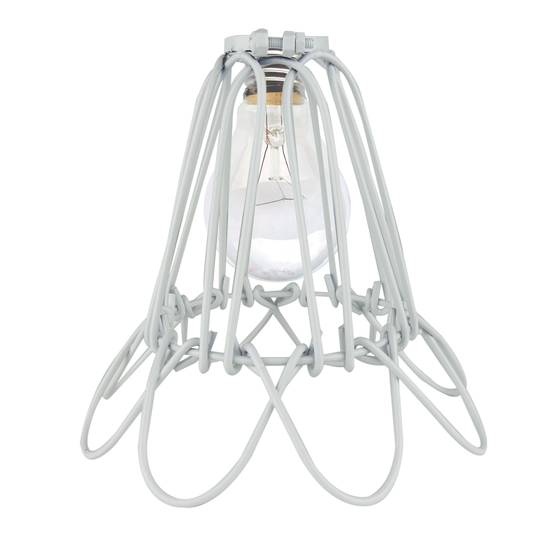 Pantalla per a làmpada tipus gàbia metàl·lica de color blanc 104x150mm