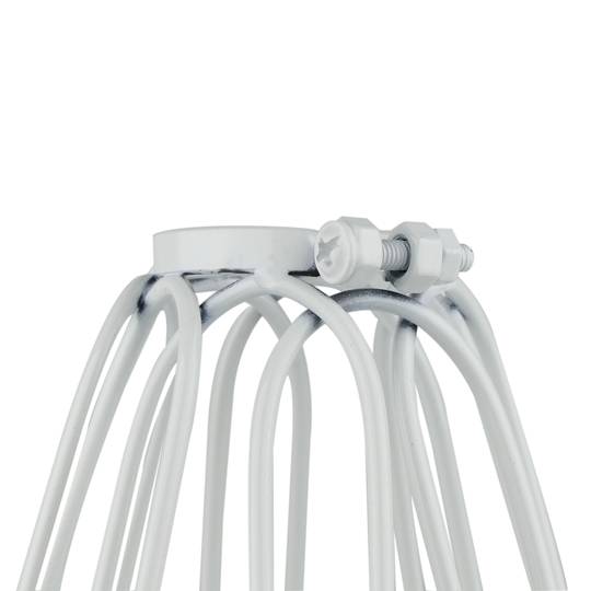 Pantalla per a làmpada tipus gàbia metàl·lica de color blanc 104x150mm
