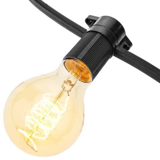 Ghirlanda per 10 lampade per esterno con E27 zucchetto IP44 cavo di alimentazione 5m