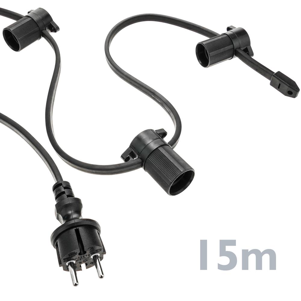Kranz für 30 Lampen für außen mit E27 Helm IP44 Netzkabel 15m