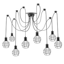 Lampada vintage con gabbie circolari per 8 lampadine di filo E27 con cavo di 3m