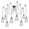 Lampada vintage con gabbie lunghe per 8 lampadine di filo E27 con cavo di 3m