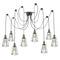 Lampada vintage con gabbie lunghe per 8 lampadine di filo E27 con cavo di 3m