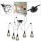 Lamp met ovale kooien voor 5 vintage E27-gloeilampen met 3 m kabel