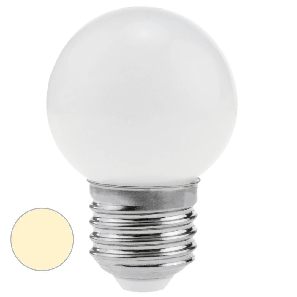 Lâmpada LED G45 0,5W 230VAC E27 luz branco quente Cablematic