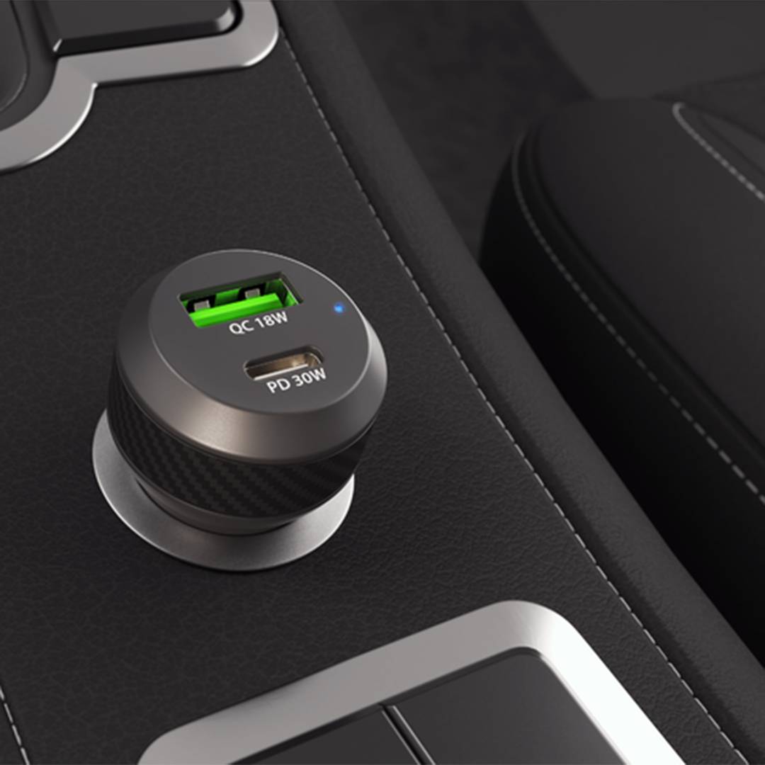 Cargador de mechero rápido para coche Natec Coney 12VDC con 1x USB-A y 1 x USB-C 3.0 48W NUC-1980
