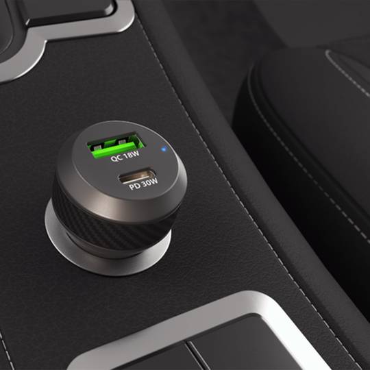 Cargador de mechero rápido para coche Natec Coney 12VDC con 1x USB-A y 1 x USB-C 3.0 48W NUC-1980