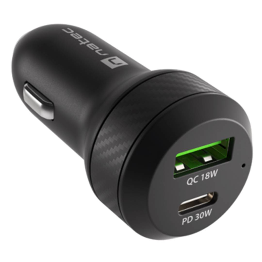 Cargador de mechero rápido para coche Natec Coney 12VDC con 1x USB-A y 1 x USB-C 3.0 48W NUC-1980