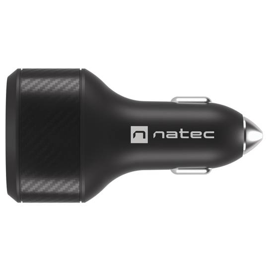 Carregador rápido de cigarro para carro Natec Coney 12VDC com 2 x USB-A e 1 x USB-C 3.0 84W NUC-1981