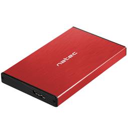 Gabinete externo HDD/SSD SATA 2,5" USB 3.0 alumínio vermelho Natec Rhino Go NKZ-1279