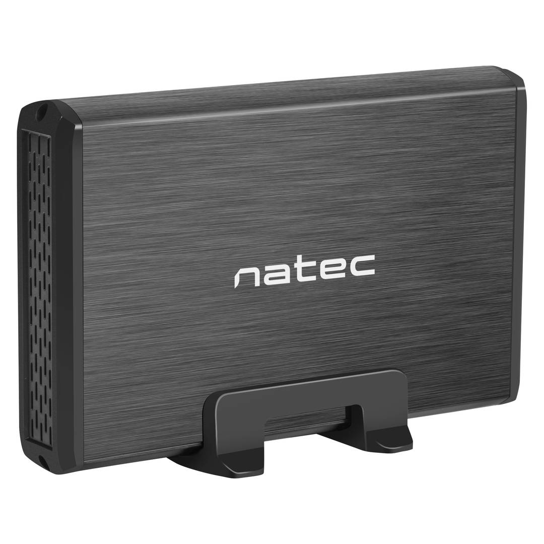 Natec Rhino NKZ-0448 Gabinete de disco rígido SATA de alumínio preto de 3,5