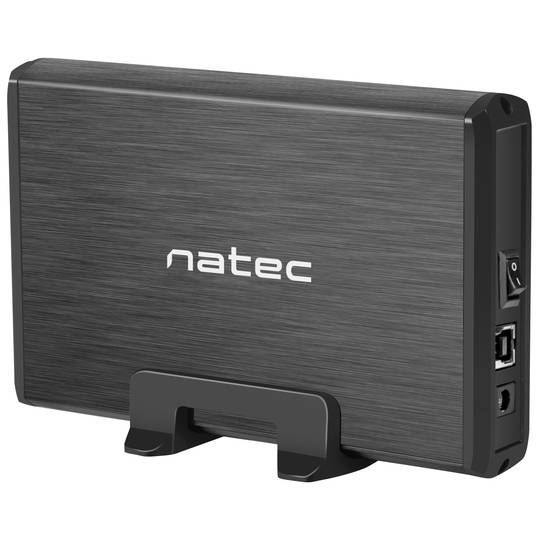 Natec Rhino NKZ-0448 Gabinete de disco rígido SATA de alumínio preto de 3,5