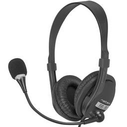 Fones de ouvido com fio Natec Drone Jack de 3,5 mm e microfone preto NSL-0294