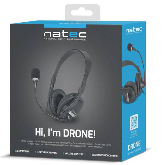 Auriculars cablejats Jack 3.5mm Natec Drone amb micròfon color negre NSL-0294