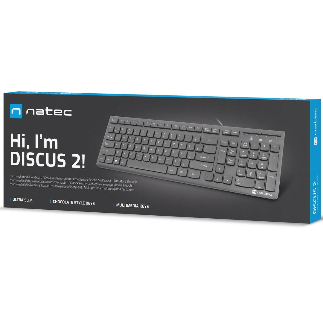 Teclado Americano USB slim Americano Natec Discus 2 NKL-1829