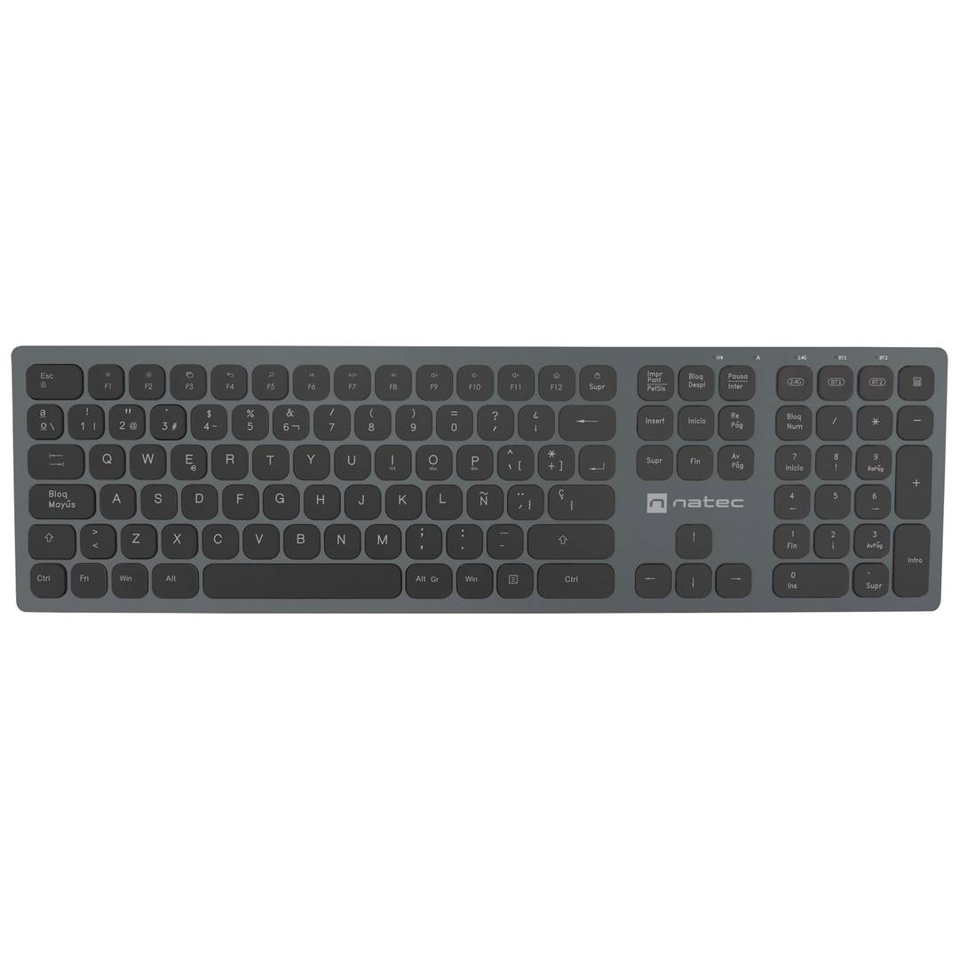 Teclado Español inalámbrico Bluetooth 2.4GHZ slim aluminio Natec Dolphin NKL-1830