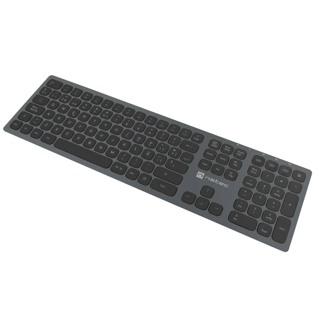Teclado Español inalámbrico Bluetooth 2.4GHZ slim aluminio Natec Dolphin NKL-1830