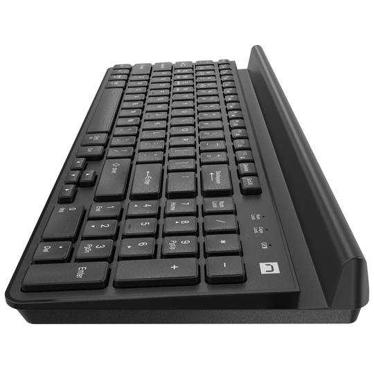 Teclado americano fino com suporte para tablet e smartphone Natec Felimare Wireless + Bluetooth + 2.4GHZ NKL-1973