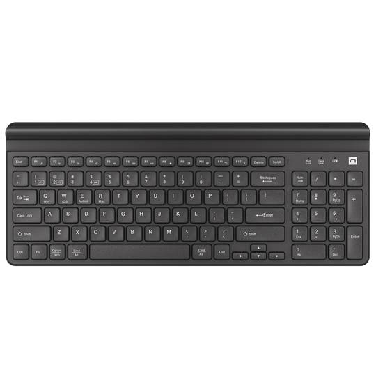 Teclado americano fino com suporte para tablet e smartphone Natec Felimare Wireless + Bluetooth + 2.4GHZ NKL-1973