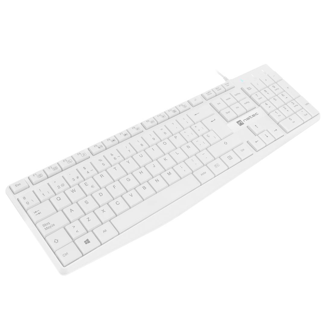 Clavier USB espagnol Natec Nautilus slim blanc NKL-1949