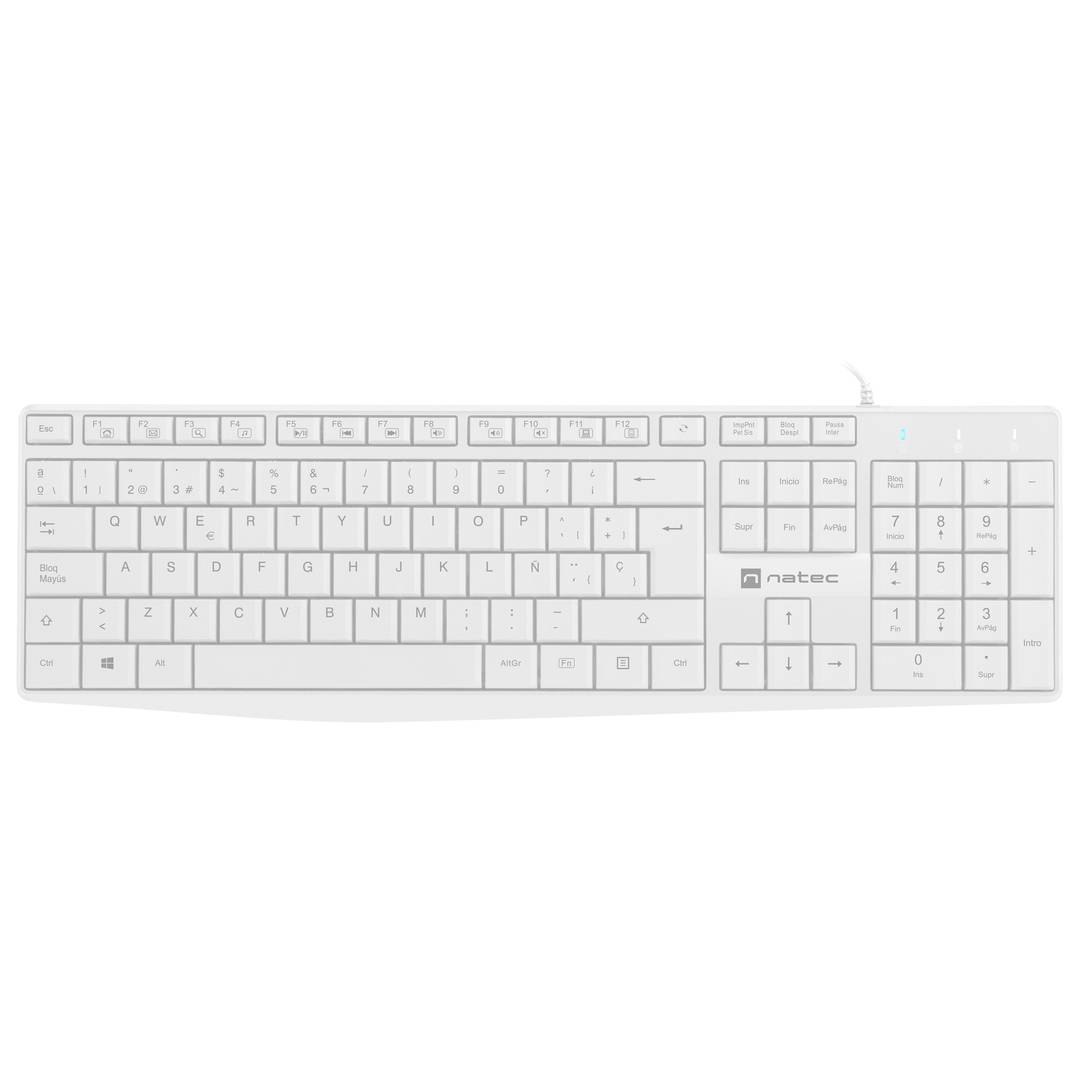 Clavier USB espagnol Natec Nautilus slim blanc NKL-1949