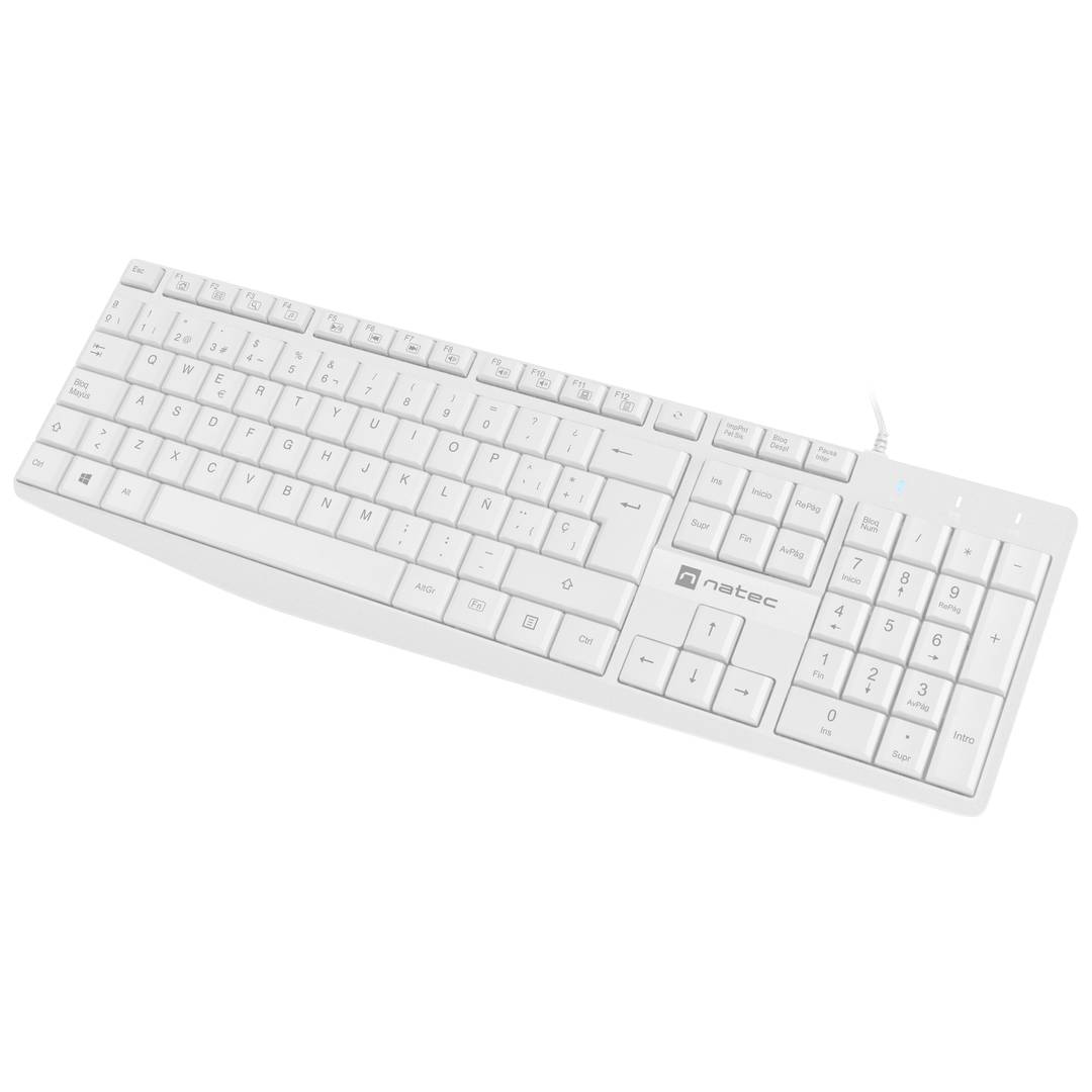 Clavier USB espagnol Natec Nautilus slim blanc NKL-1949