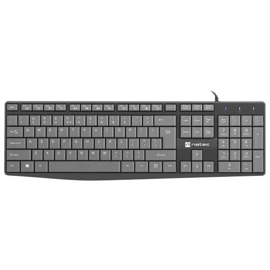 Teclat Americà USB Natec Nautilus slim negre i gris NKL-1507