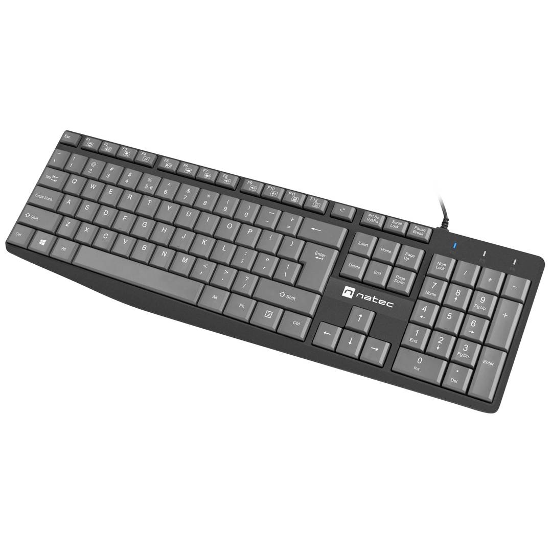 Teclat Americà USB Natec Nautilus slim negre i gris NKL-1507