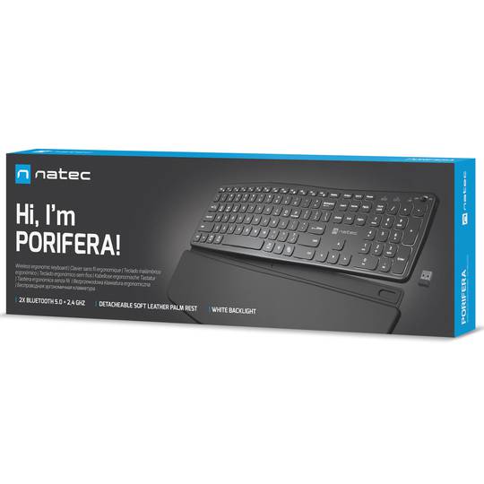 Teclat ergonòmic Americà Natec Porifera sense fil Bluetooth + 2.4GHZ NKL-1995