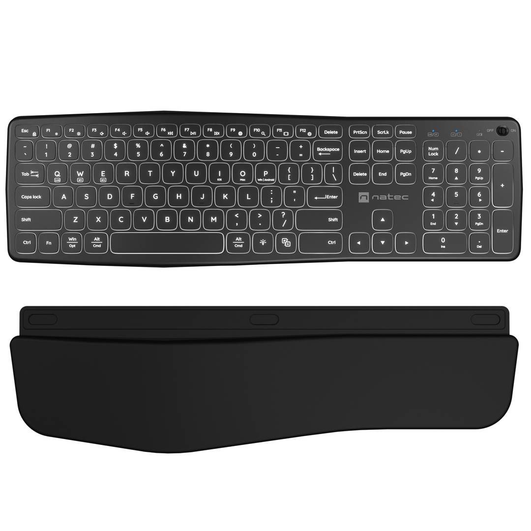 Teclat ergonòmic Americà Natec Porifera sense fil Bluetooth + 2.4GHZ NKL-1995