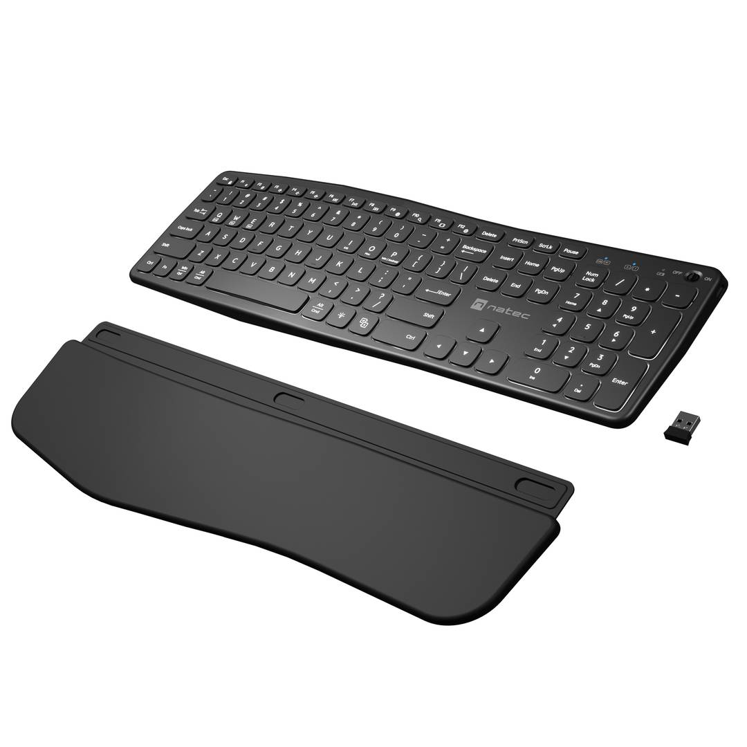 Teclat ergonòmic Americà Natec Porifera sense fil Bluetooth + 2.4GHZ NKL-1995
