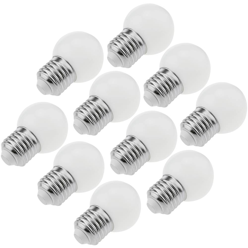 Bombilla LED G45 E27 230VAC 0,5W luz blanco cálido 10 pack