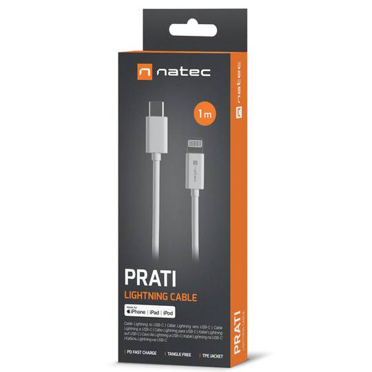 Cavo USB tipo C maschio a Lightning maschio, bianco, 1 metro, NATEC PRATI NKA-2150