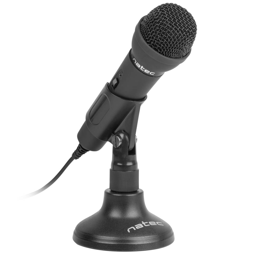 Mikrofon dynamiczny ze statywem i czarnym kablem 1,8 m Natec Adder NMI-0776