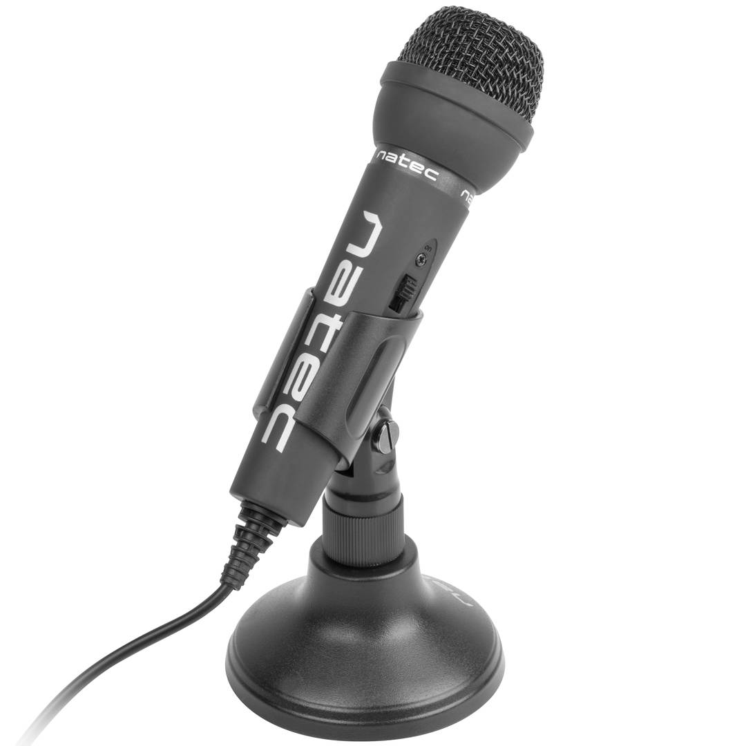 Mikrofon dynamiczny ze statywem i czarnym kablem 1,8 m Natec Adder NMI-0776