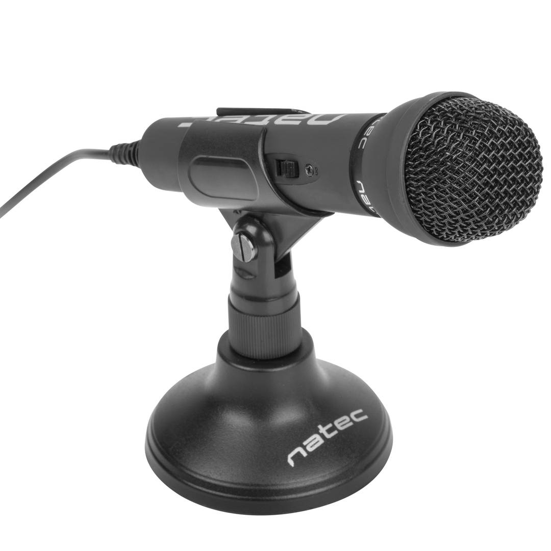 Mikrofon dynamiczny ze statywem i czarnym kablem 1,8 m Natec Adder NMI-0776