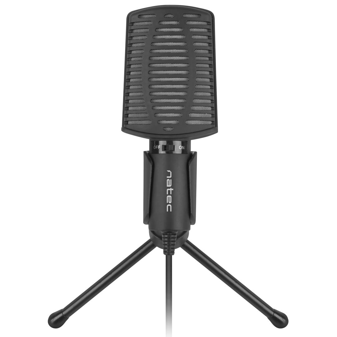 Natec Asp NMI-1236 kardioidalny mikrofon pojemnościowy ze statywem i czarnym kablem 1,8 m